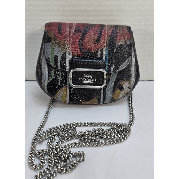 Coach Handbags - Coach X Mint + Serf Morgan Card Case On A Chain Silver Black Multi F2380-CM215‎